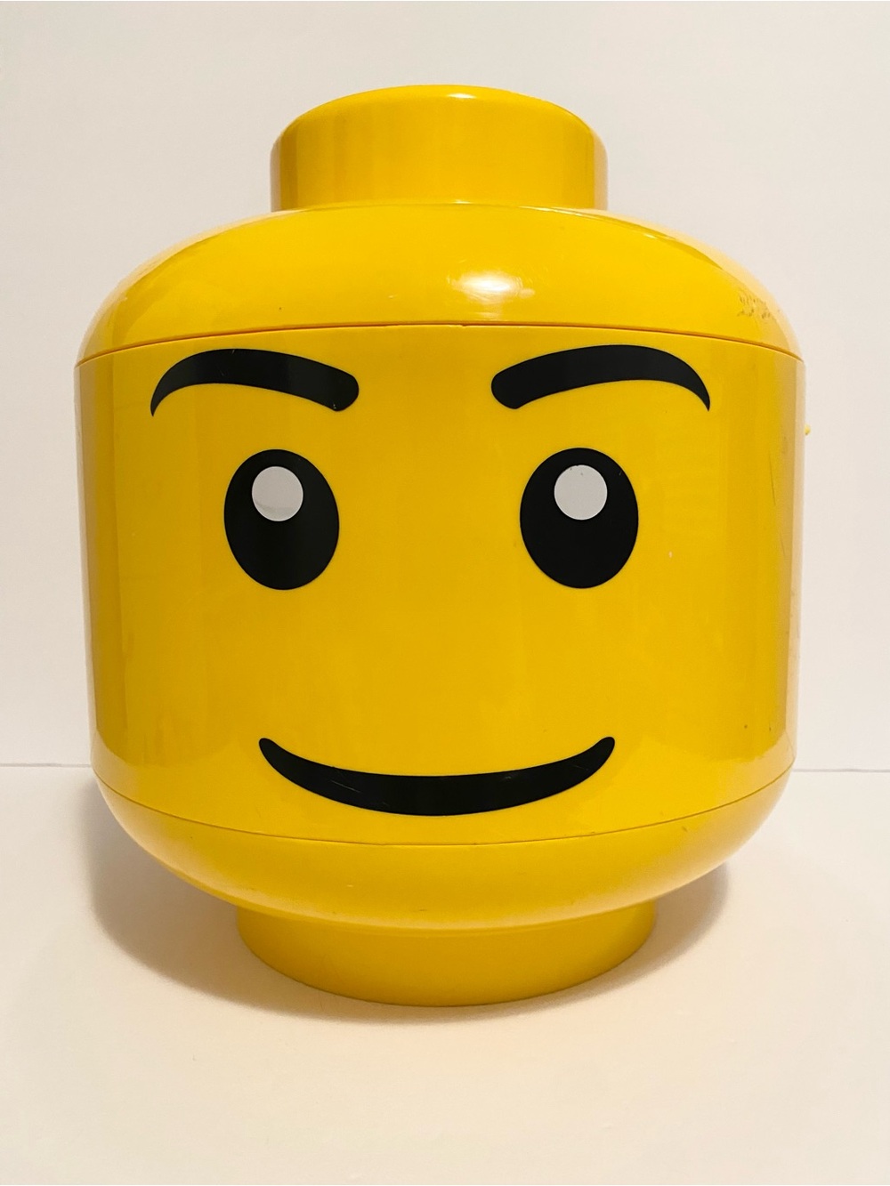 LEGO Minifigure Head Sort & Store Head Smirk Large Yellow Storage Container Tray